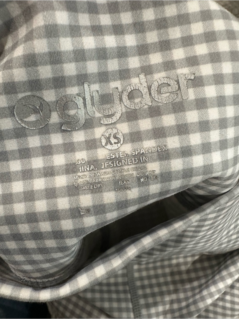 Glyder Gray White Gingham Plaid Leggings XS Yoga Athleisure Cottagecore - Picture 9 of 10